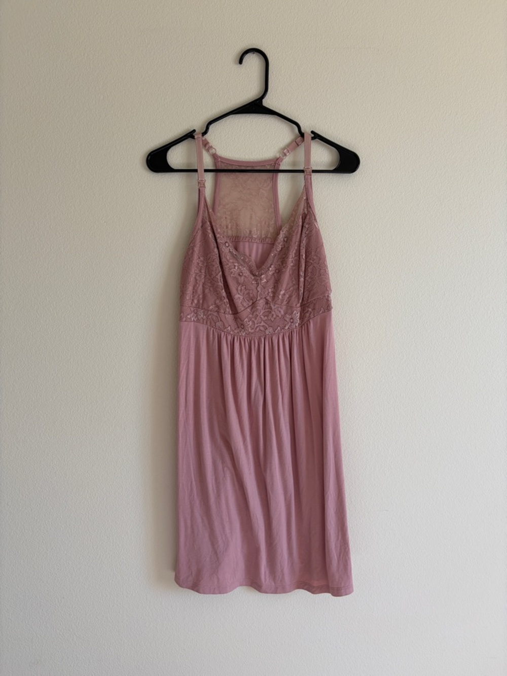 Kindred Bravely Dusty Rose Lace-Trim Sleep Chemise (Nursing Clips)